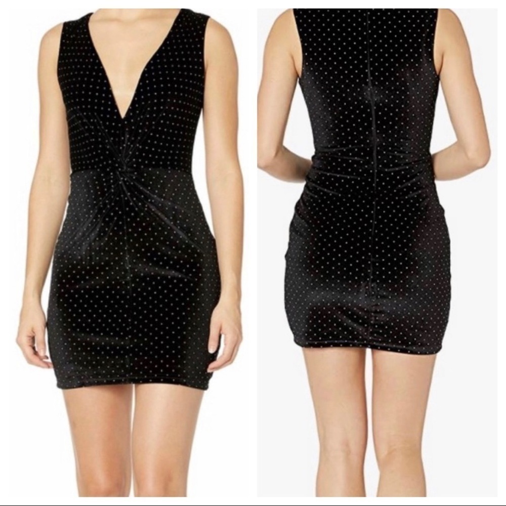 Dress the Population Alana black velvet mini dress small NWT